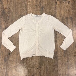 JustFab Off-White Knit Cardigan. 55% Cotton.